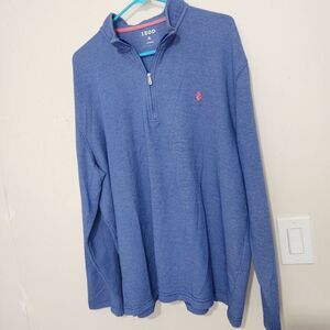 Izod Long Sleeve Polo Shirt For Men Size XL Blue  Color  Zip On Front  B4